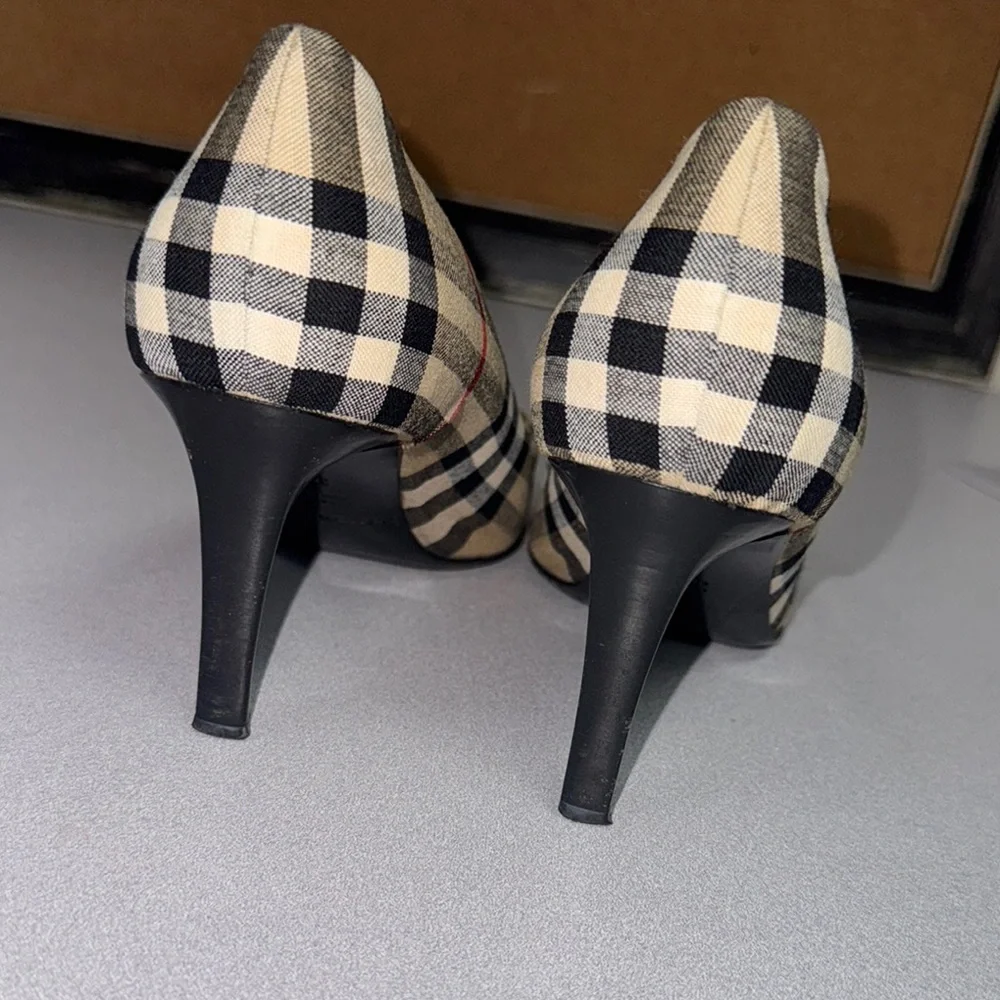 Burberry Plaid Heels - Beige, Red, Black - Picture 4 of 6